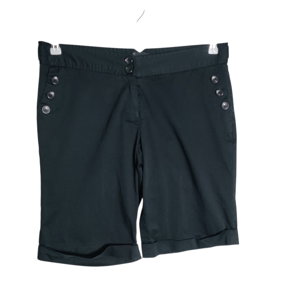 The Limited Drew Fit Black Sailor Shorts Button Detail Cuffed Size 12